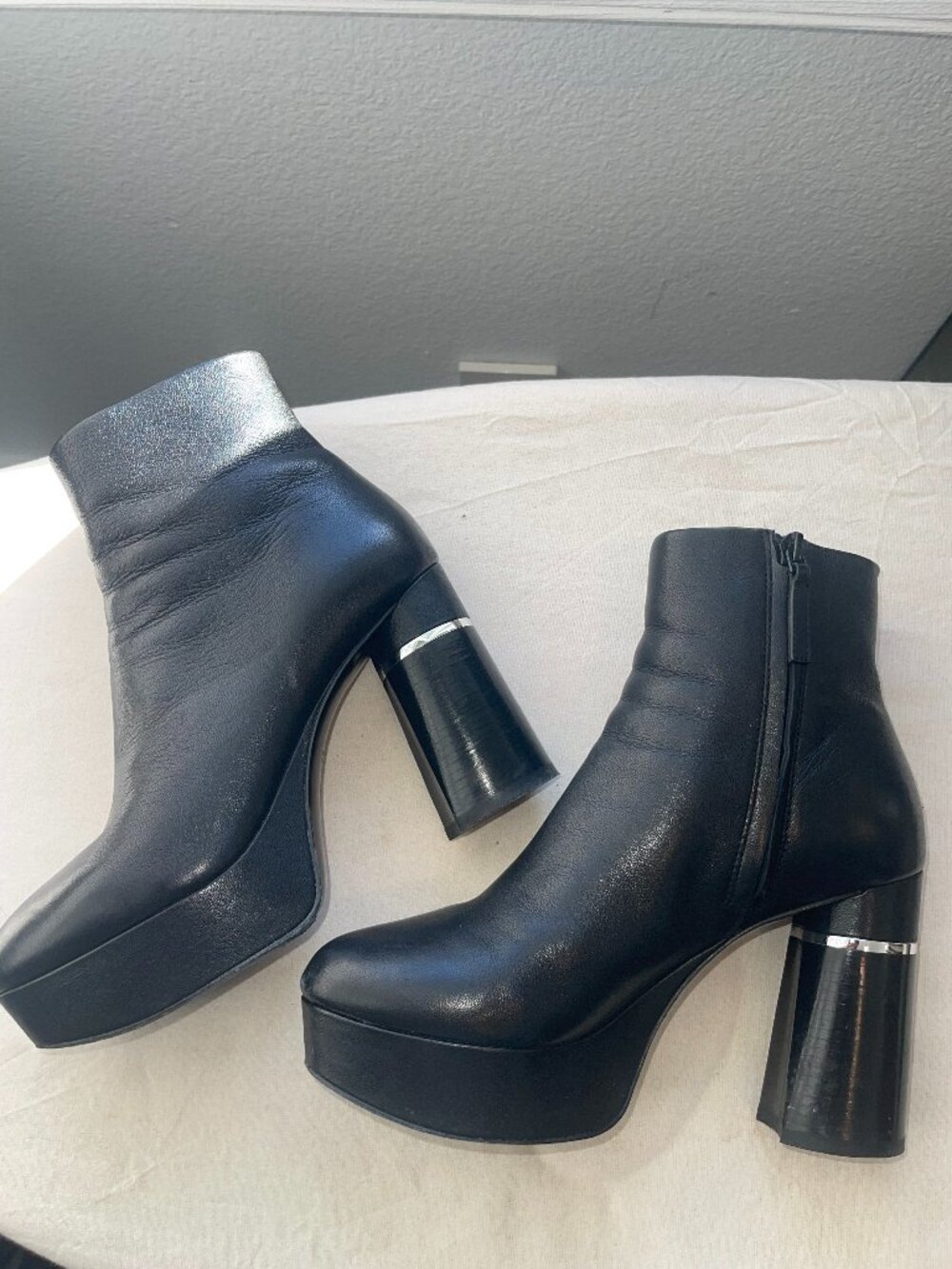 3.1 Phillip Lim Black Leather Platform Ankle Boots | Size 37 | Cylinder Heel